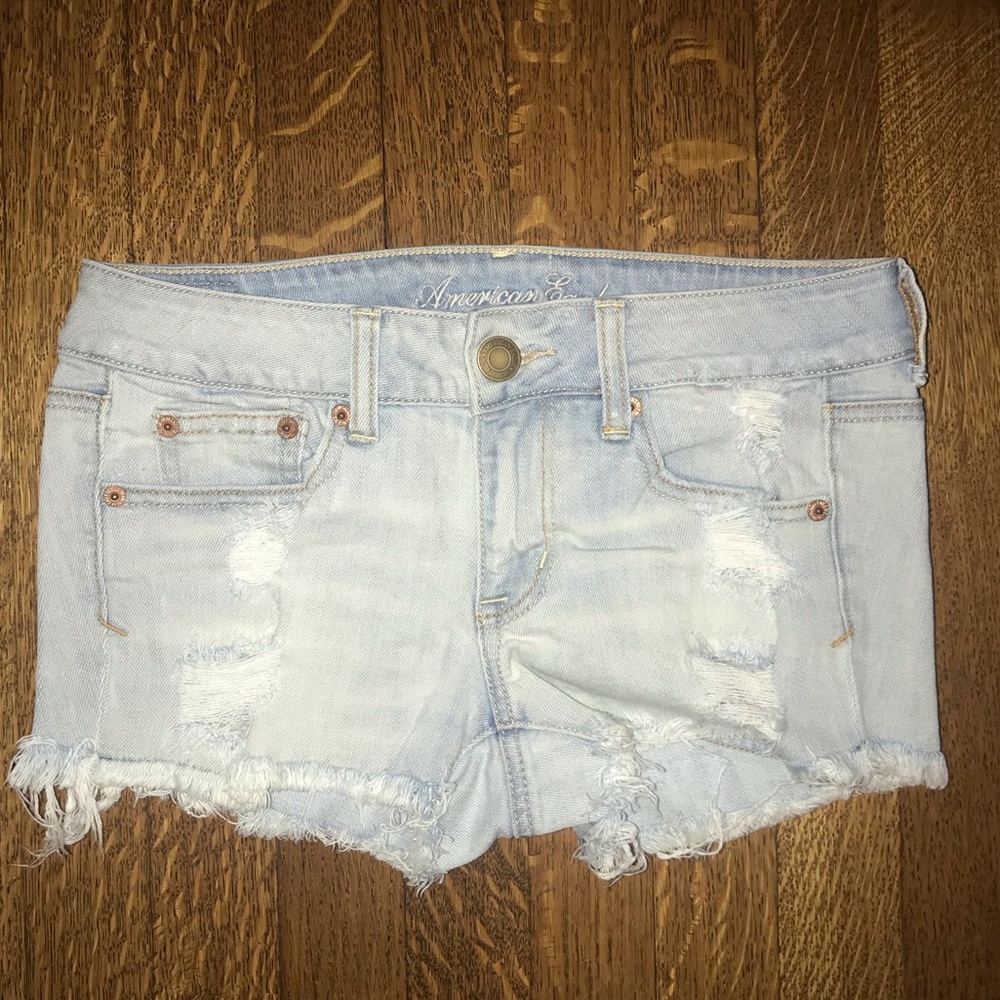 American Eagle Distressed Light Wash Jean Shorts